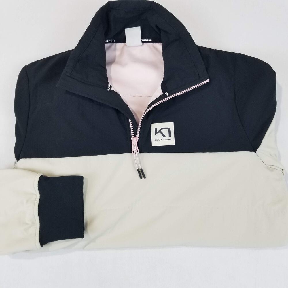 Kari Traa Siri Half Zip Women’s M Beige Black Quilted Pullover Jacket 622528